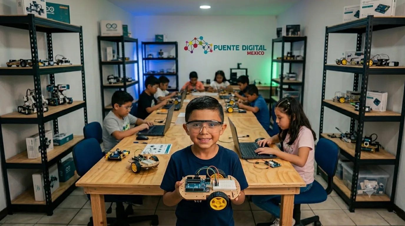 Niños aprendiendo robótica y programación