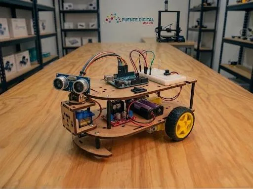 Robot armado por estudiantes con el kit Arduino del curso Puente Digital